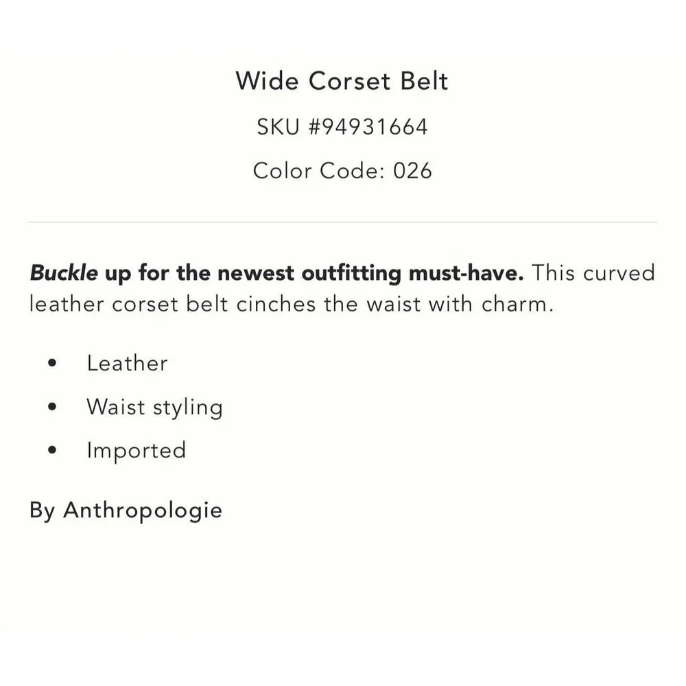 ANTHROPOLOGIE New SMALL Wide Corset Curved Belt GENUINE LEATHER WaistStyle Cedar